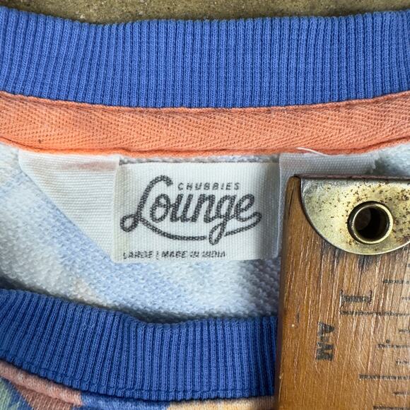 Chubbies Lounge Sweatshirt Mens L 90s Style Geometric Palm Tree Print Pullover - Picture 3 of 8